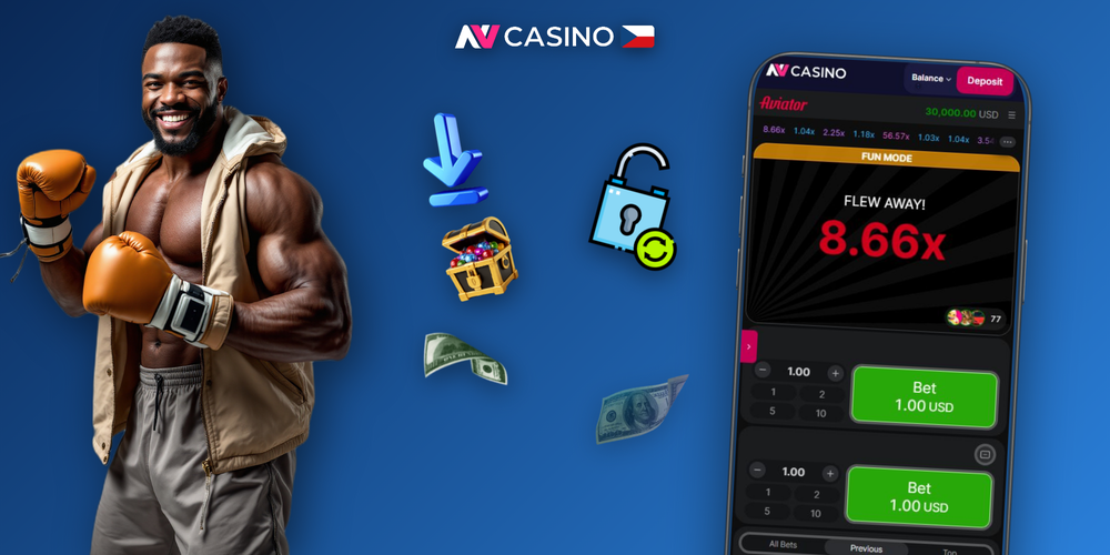 Herní rozhraní Aviator v NV Casino s rostoucí křivkou a panelem sázek